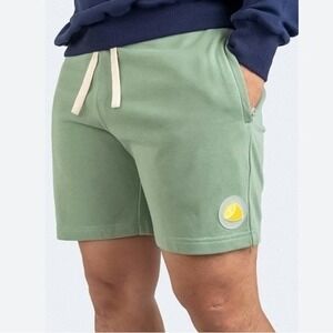 Eubi Mens Lounge Shorts Sage Green French Terry Lemon Patch Size M 6in Inseam